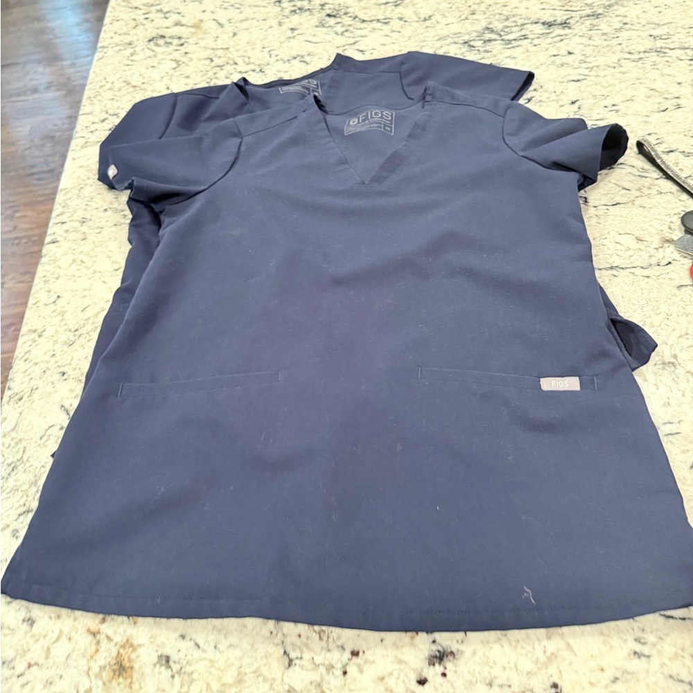 2 XS Figs Navy V-Neck Scrub Tops